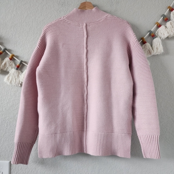 Evereve Foster Turtleneck Ribbed Knit Sweater Dustypink Cozy Boho Neutral XS - Picture 3 of 12